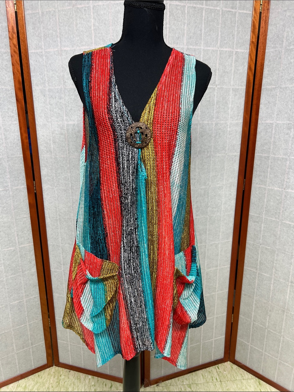 Multicolor Striped Swimsuit coverup